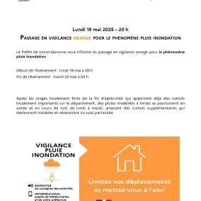 VIGILANCE ORANGE PLUIE INONDATION