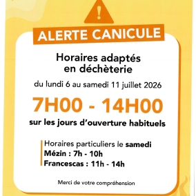 Changement horaires déchèterie