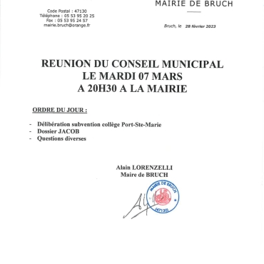 Réunion du Conseil Municipal